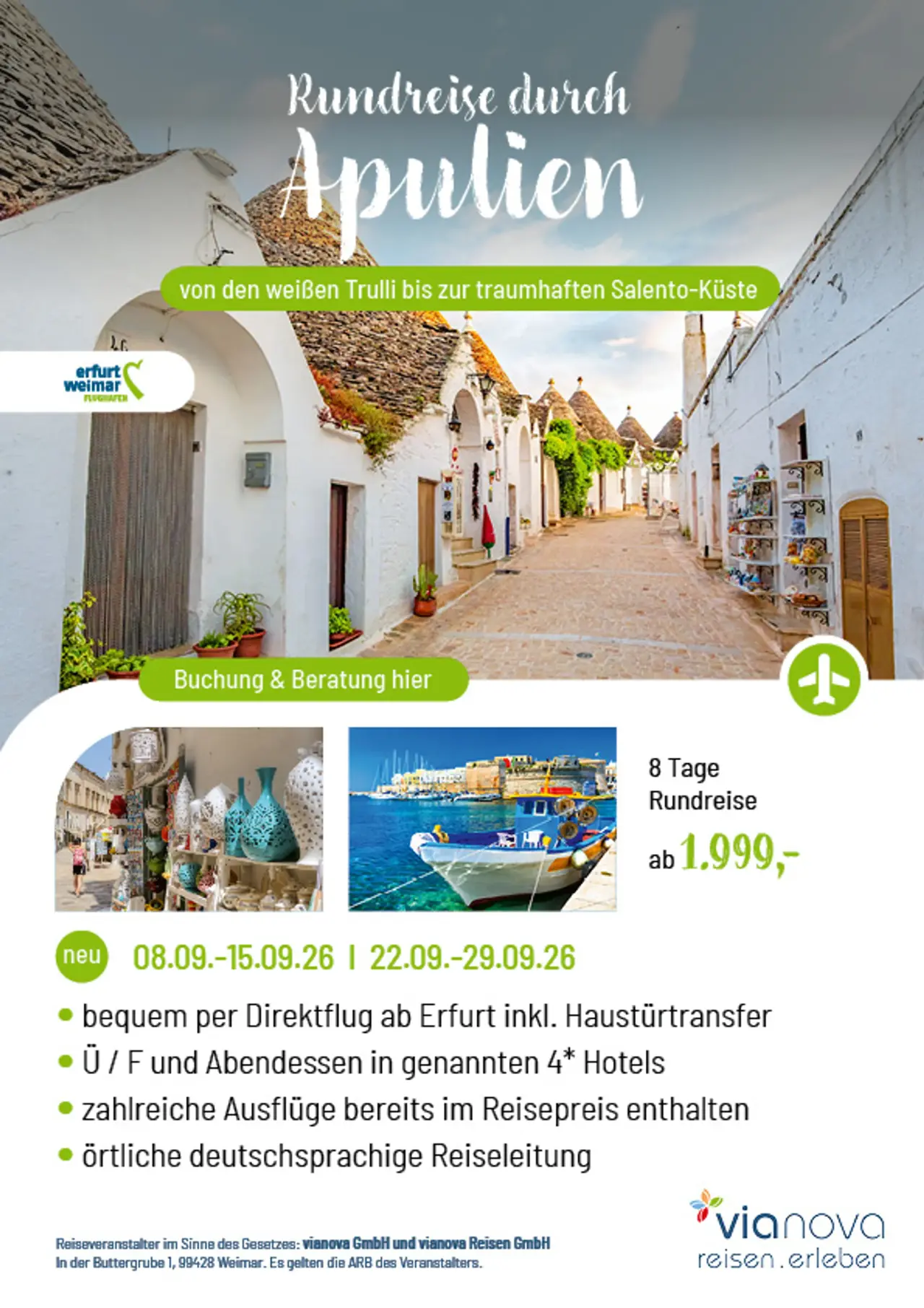 Apulien Rundreise im Spätsommer ab Erfurt