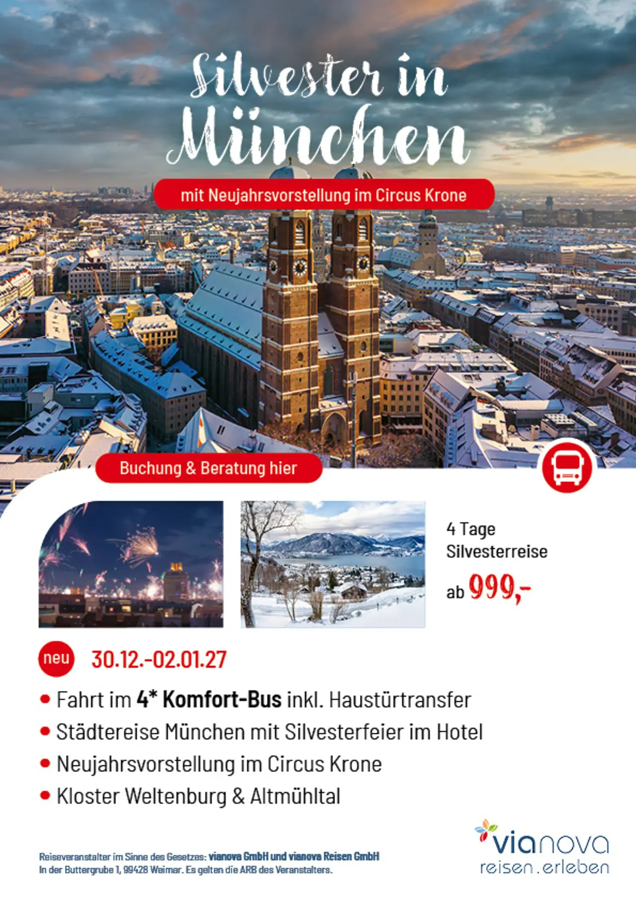 Blick über München Winter tiefstehende Sonne