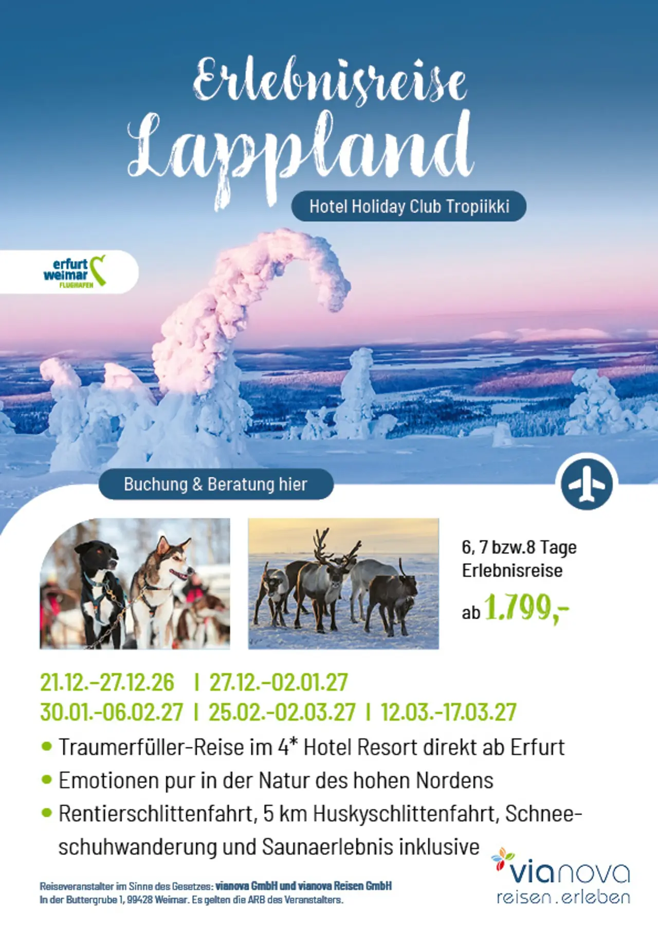 Erlebnisreise Lappland im Winter direkt ab Erfurt
