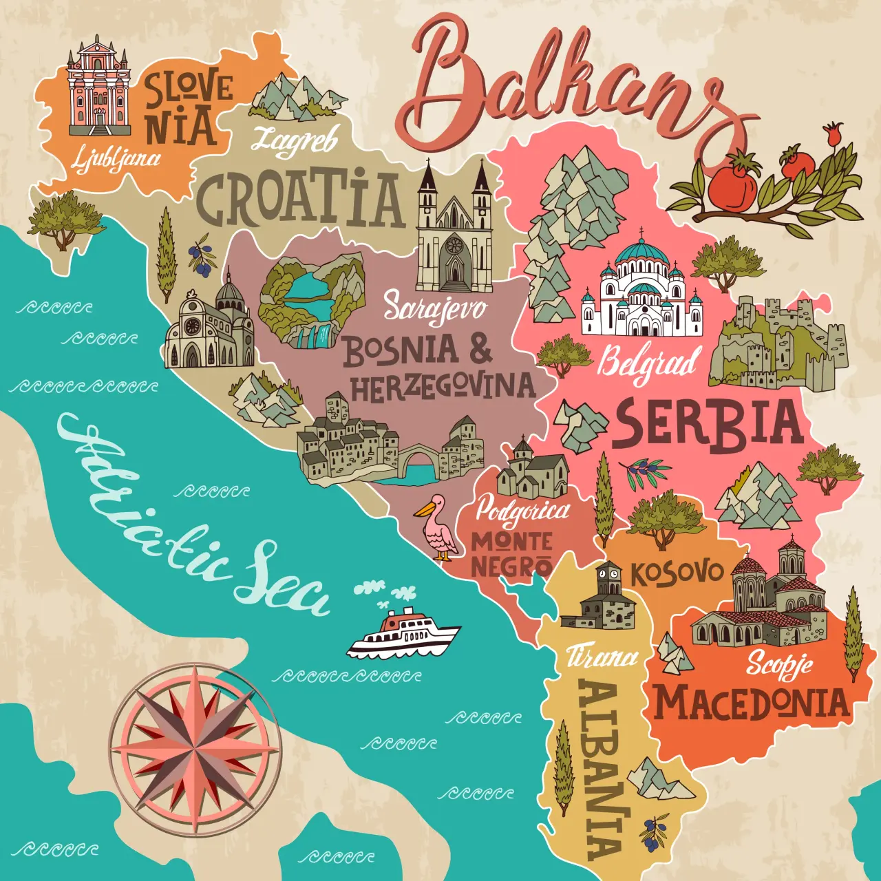 Karte Balkan mit Albanien